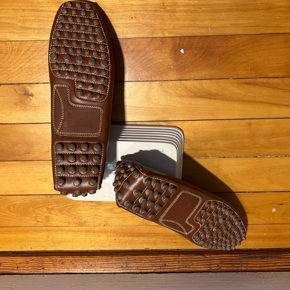NEW Brown leather driving loafers/moccasins - Lands' End - Picture 9 of 9